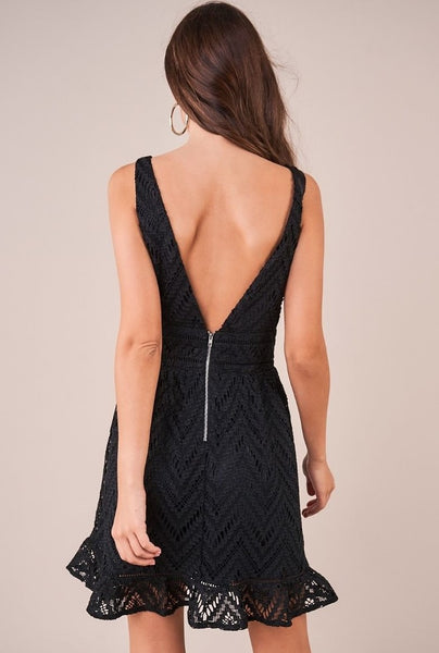 Black Plunging Lace Dress